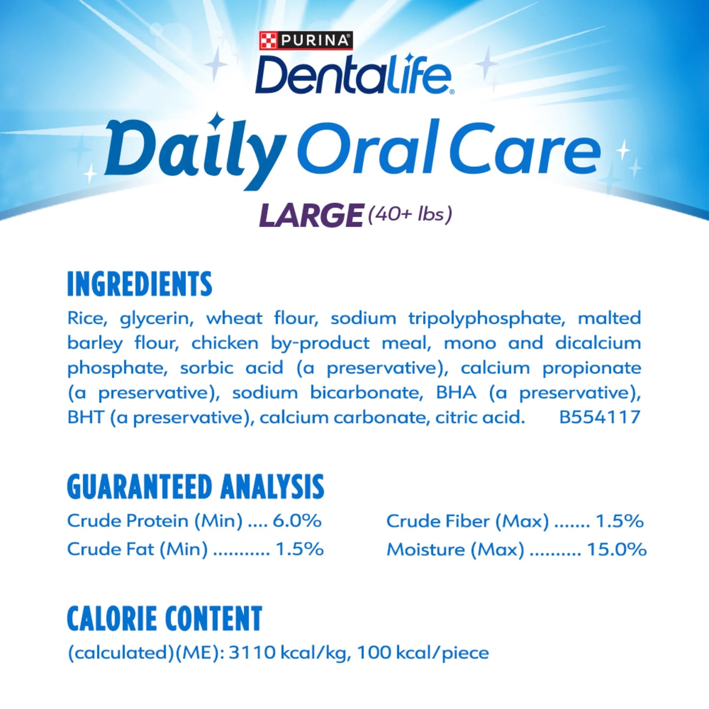Purina Daily Oral Care Large Dog Dental Treats with Chicken, 20.7 Oz Pouch (18 Count)